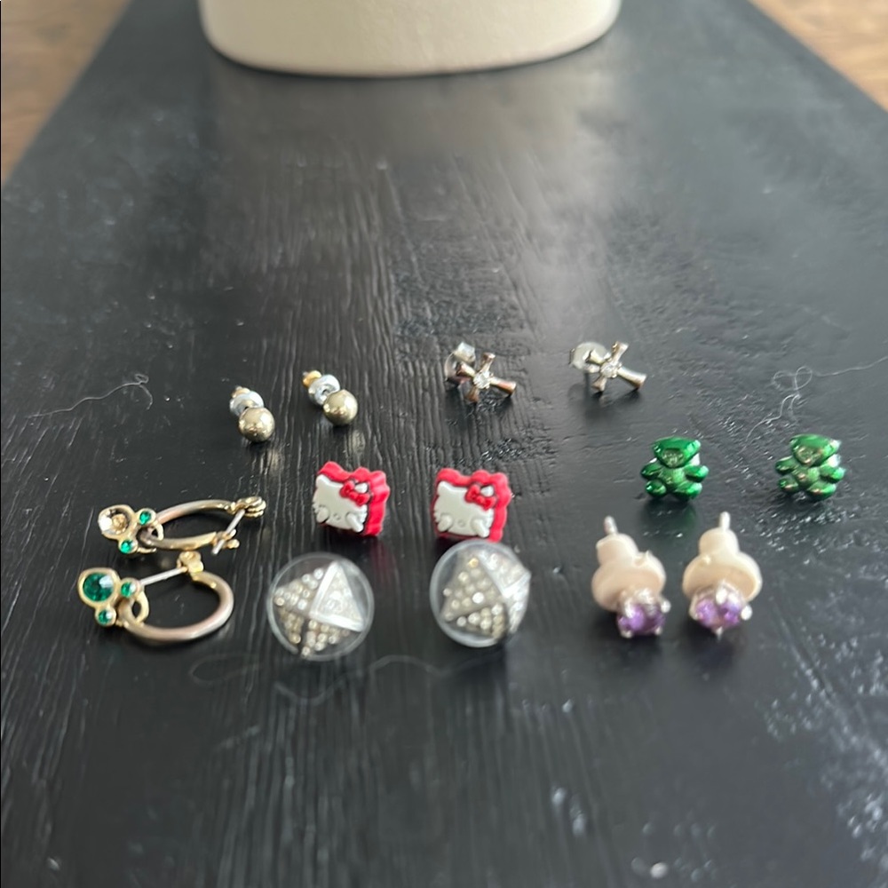 3/$15 Earring Bundle 7 Pairs Disney Hello Kitty Bears Cross